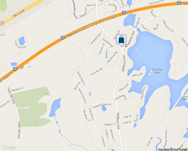 map of restaurants, bars, coffee shops, grocery stores, and more near 35 Dorothy Road in Millbury