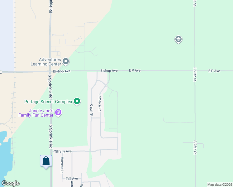 map of restaurants, bars, coffee shops, grocery stores, and more near 7127 Jamaica Lane in Portage