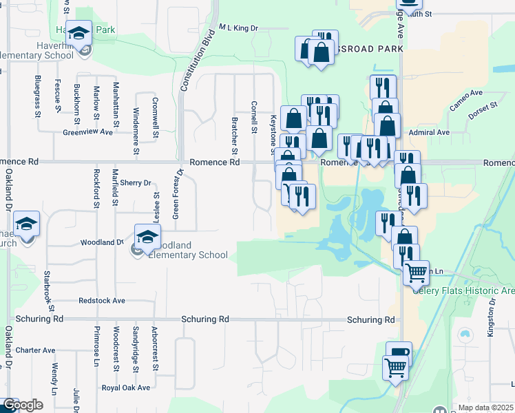 map of restaurants, bars, coffee shops, grocery stores, and more near 7112 Bolingbrook Drive in Portage