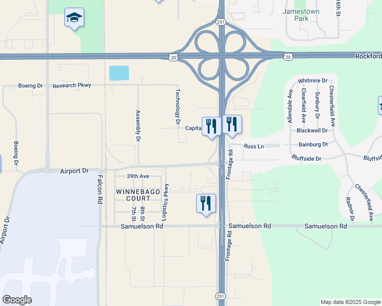 map of restaurants, bars, coffee shops, grocery stores, and more near 4109 11th Street in Rockford