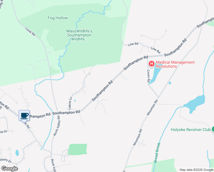 map of restaurants, bars, coffee shops, grocery stores, and more near 245 Southampton Road in Holyoke