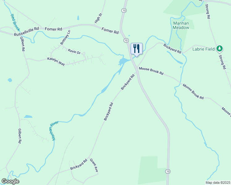 map of restaurants, bars, coffee shops, grocery stores, and more near 120 Brickyard Road in Southampton