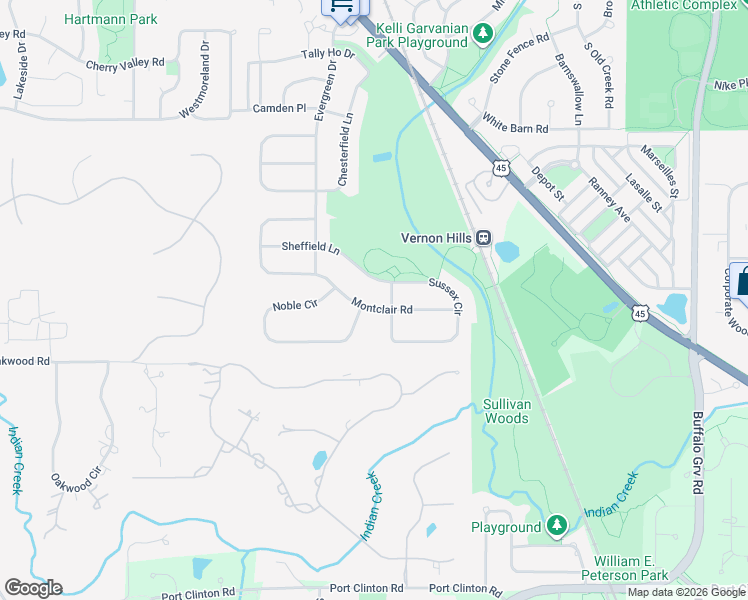map of restaurants, bars, coffee shops, grocery stores, and more near 734 Nardis Drive in Vernon Hills