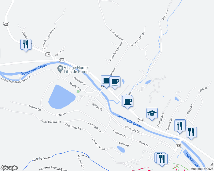 map of restaurants, bars, coffee shops, grocery stores, and more near 7982 Main Street in Lanesville