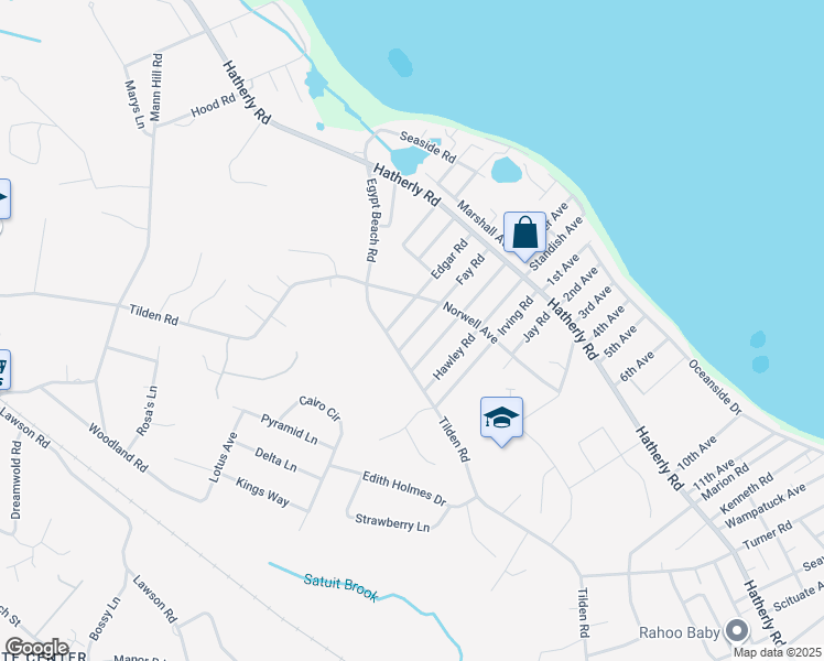 map of restaurants, bars, coffee shops, grocery stores, and more near 49 Garden Road in Scituate
