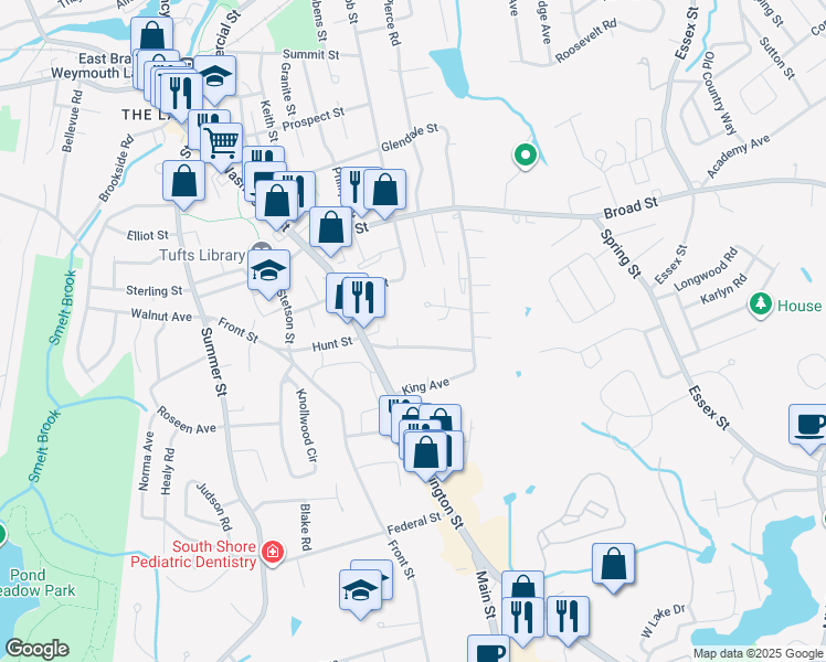 map of restaurants, bars, coffee shops, grocery stores, and more near in Weymouth