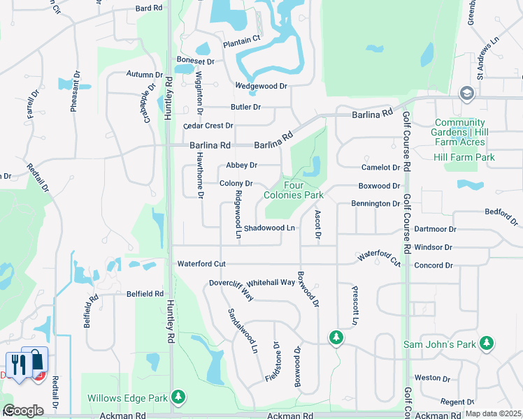 map of restaurants, bars, coffee shops, grocery stores, and more near 966 Sarasota Lane in Crystal Lake