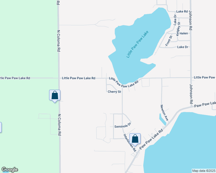 map of restaurants, bars, coffee shops, grocery stores, and more near 6826 Little Paw Paw Lake Road in Coloma