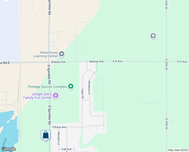 map of restaurants, bars, coffee shops, grocery stores, and more near 7127 Jamaica Lane in Portage