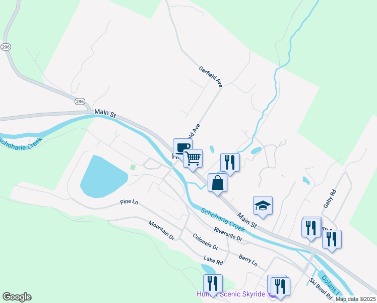 map of restaurants, bars, coffee shops, grocery stores, and more near 7982 Main Street in Lanesville