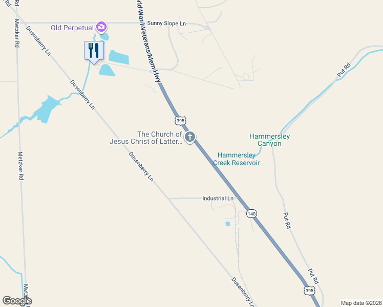 map of restaurants, bars, coffee shops, grocery stores, and more near 17860 U.S. 395 in Lakeview