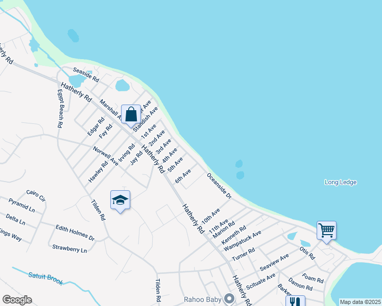 map of restaurants, bars, coffee shops, grocery stores, and more near 110 Oceanside Drive in Scituate