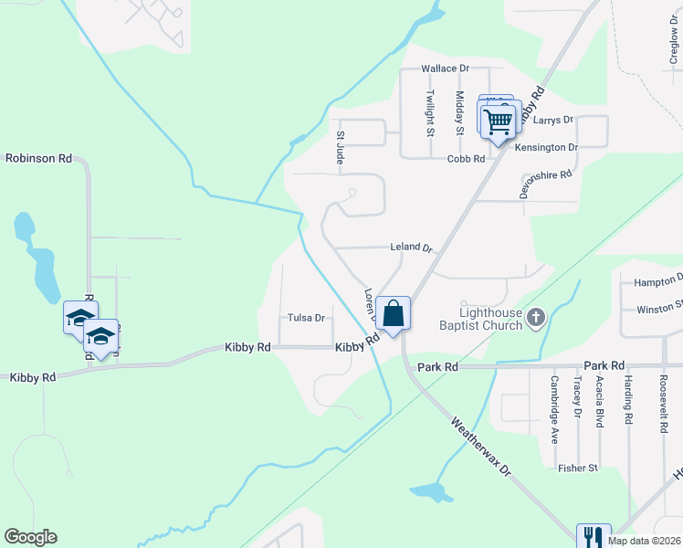 map of restaurants, bars, coffee shops, grocery stores, and more near 3431 Loren Drive in Jackson