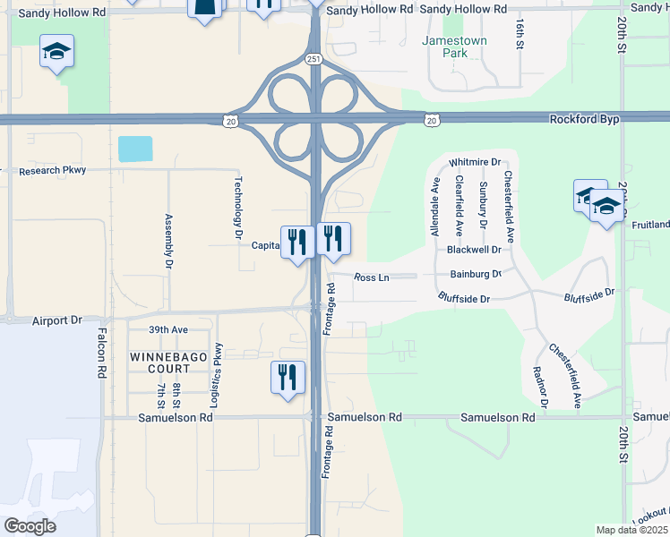 map of restaurants, bars, coffee shops, grocery stores, and more near 4020 11th Street in Rockford
