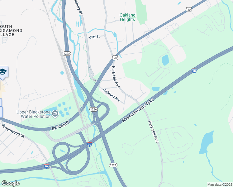 map of restaurants, bars, coffee shops, grocery stores, and more near 121 Park Hill Avenue in Millbury