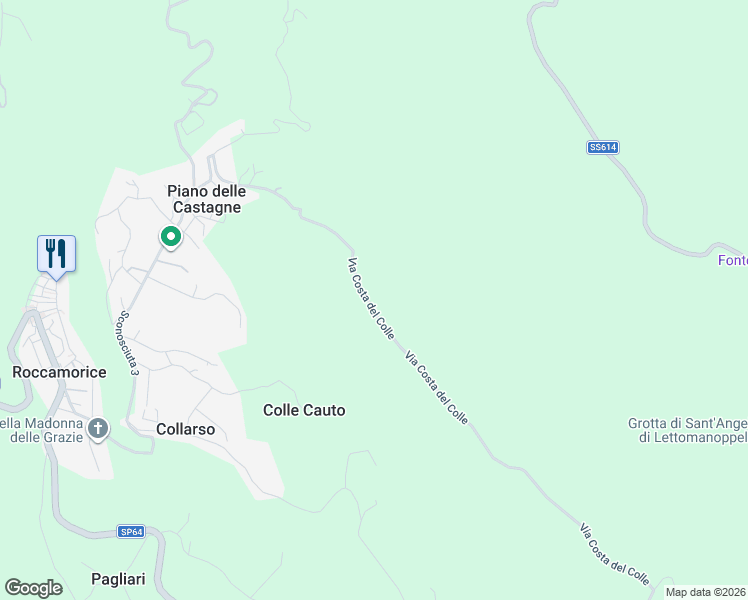 map of restaurants, bars, coffee shops, grocery stores, and more near 89 Via Costa del Colle in Provincia di Pescara