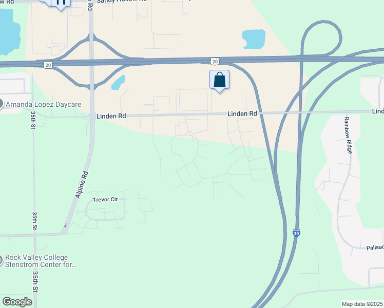 map of restaurants, bars, coffee shops, grocery stores, and more near 4919 Linden Road in Rockford