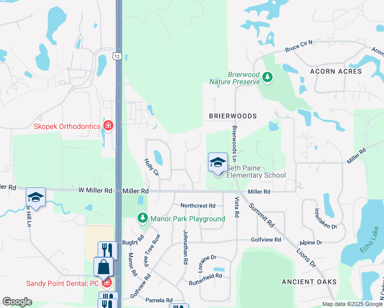 map of restaurants, bars, coffee shops, grocery stores, and more near 941 Manchester Road in Lake Zurich