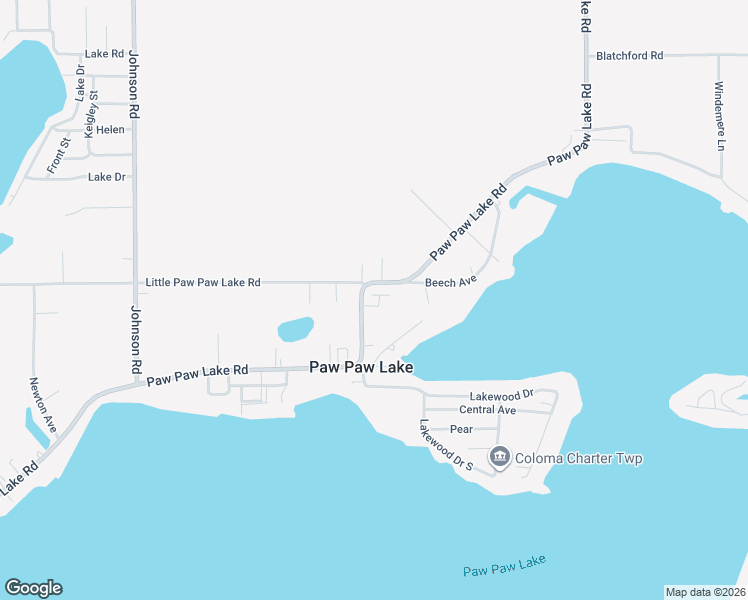 map of restaurants, bars, coffee shops, grocery stores, and more near 5651 Paw Paw Lake Road in Coloma