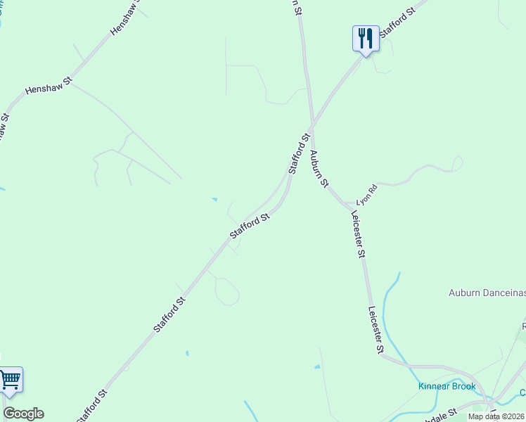 map of restaurants, bars, coffee shops, grocery stores, and more near 664 Stafford Street in Leicester