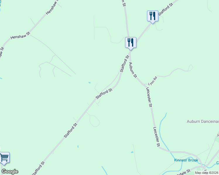 map of restaurants, bars, coffee shops, grocery stores, and more near 664 Stafford Street in Leicester