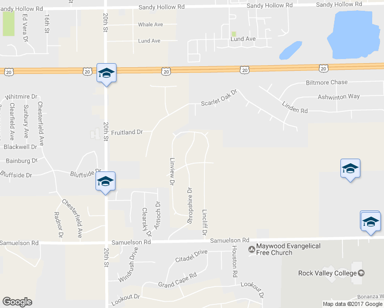 map of restaurants, bars, coffee shops, grocery stores, and more near 4626 Shropshire Drive in Rockford