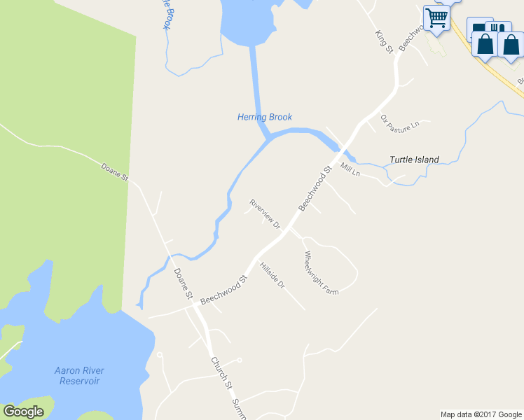 map of restaurants, bars, coffee shops, grocery stores, and more near Riverview Drive in Cohasset