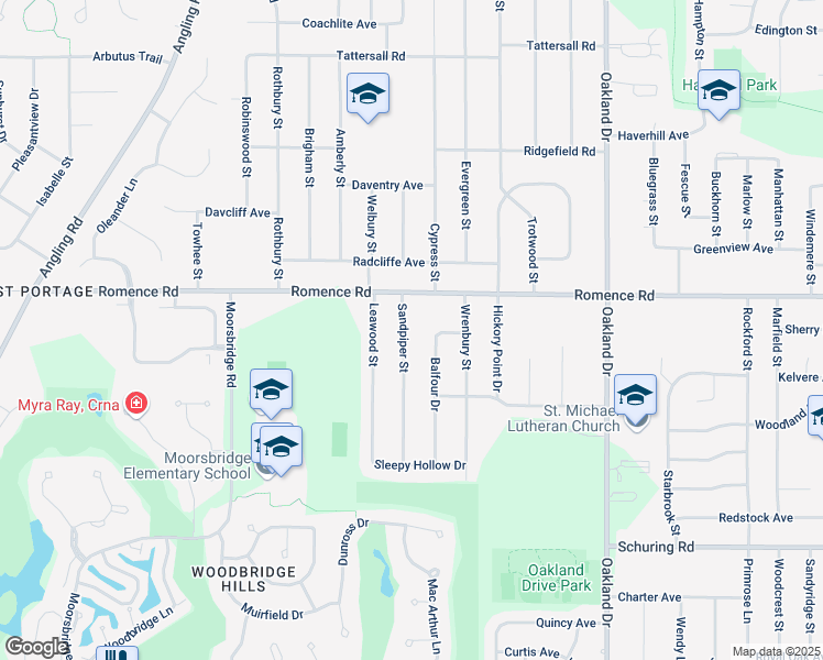 map of restaurants, bars, coffee shops, grocery stores, and more near 7071 Sandpiper Street in Portage