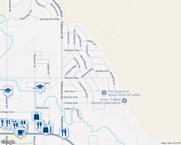 map of restaurants, bars, coffee shops, grocery stores, and more near 1611 McClellan Drive in Klamath Falls