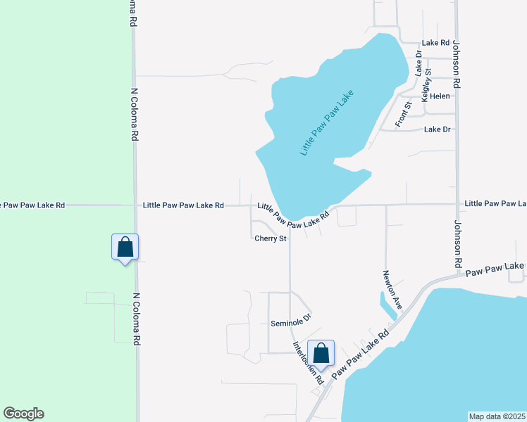 map of restaurants, bars, coffee shops, grocery stores, and more near 6826 Little Paw Paw Lake Road in Coloma
