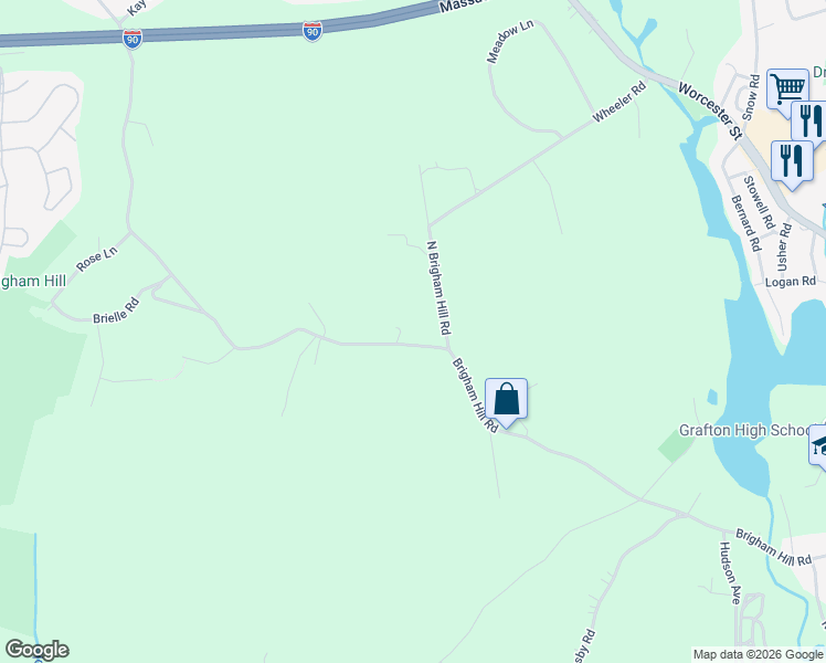 map of restaurants, bars, coffee shops, grocery stores, and more near 130R Brigham Hill Road in Grafton