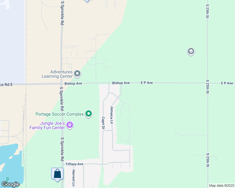 map of restaurants, bars, coffee shops, grocery stores, and more near 7094 Jamaica Lane in Portage