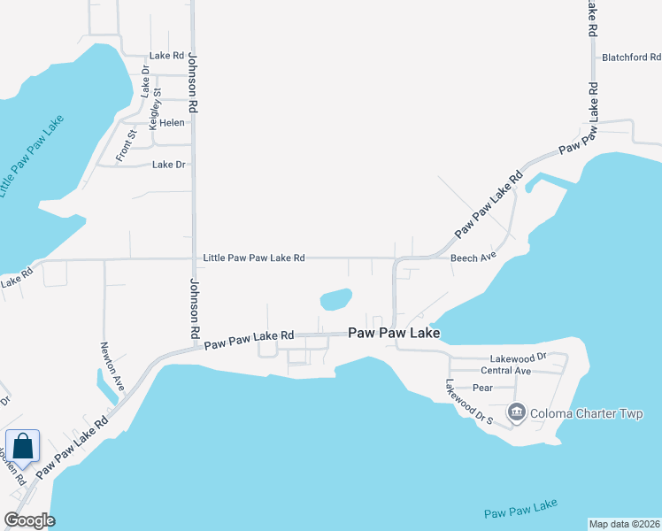 map of restaurants, bars, coffee shops, grocery stores, and more near 7562 Little Paw Paw Lake Road in Coloma