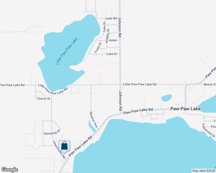 map of restaurants, bars, coffee shops, grocery stores, and more near 7230 Paw Paw Lake Road in Coloma