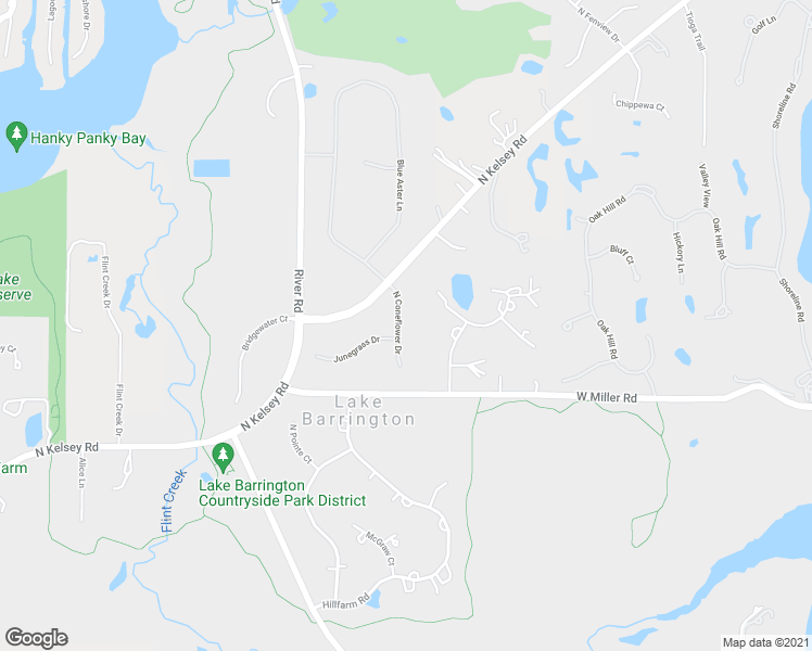 map of restaurants, bars, coffee shops, grocery stores, and more near 24131 North Coneflower Drive in Lake Barrington