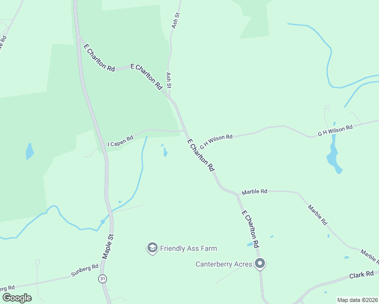 map of restaurants, bars, coffee shops, grocery stores, and more near 42 East Charlton Road in Spencer