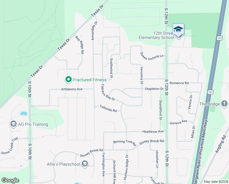map of restaurants, bars, coffee shops, grocery stores, and more near 5397 Torrey Pines Drive in Kalamazoo