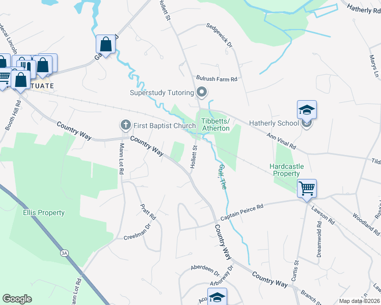 map of restaurants, bars, coffee shops, grocery stores, and more near 148 Hollett Street in Scituate
