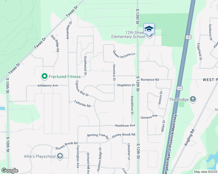 map of restaurants, bars, coffee shops, grocery stores, and more near 5248 Torrey Pines Drive in Kalamazoo