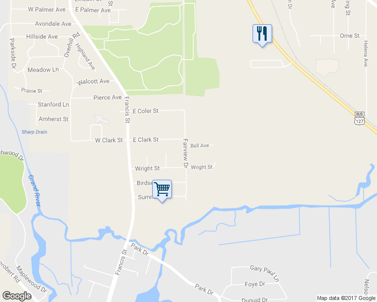 map of restaurants, bars, coffee shops, grocery stores, and more near 3125 Fairview Drive in Jackson
