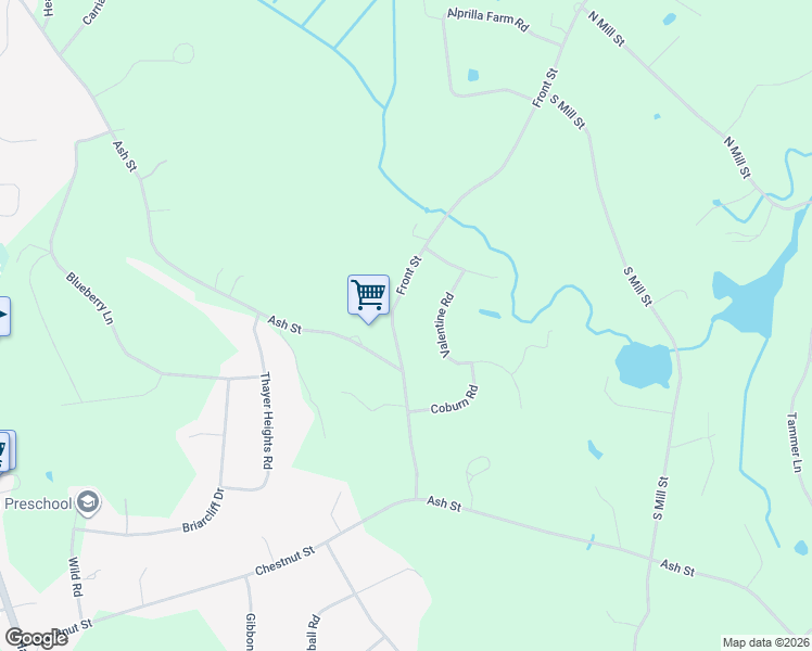 map of restaurants, bars, coffee shops, grocery stores, and more near 95 Front Street in Hopkinton