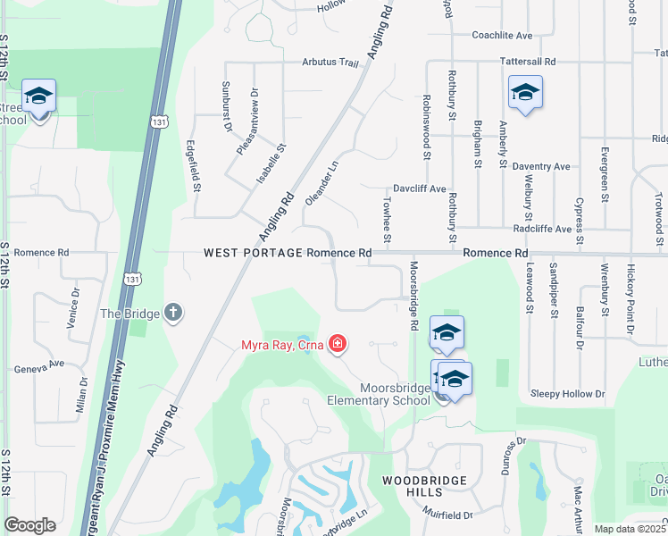 map of restaurants, bars, coffee shops, grocery stores, and more near 3535 Austrian Pine Way in Portage