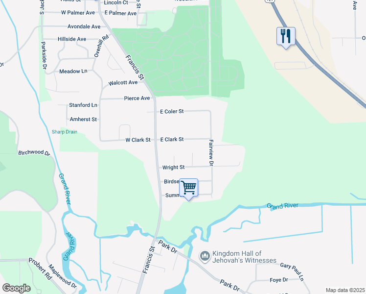 map of restaurants, bars, coffee shops, grocery stores, and more near 3136 Wright Court in Jackson