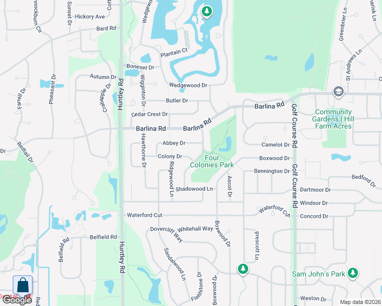 map of restaurants, bars, coffee shops, grocery stores, and more near 1030 Abbey Drive in Crystal Lake