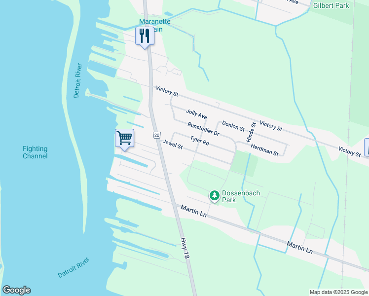 map of restaurants, bars, coffee shops, grocery stores, and more near 305 Jewel Street in LaSalle