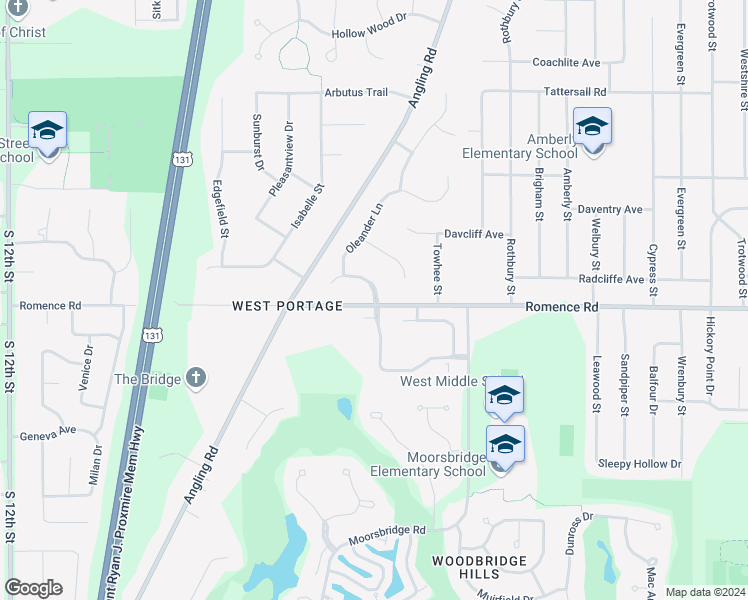 map of restaurants, bars, coffee shops, grocery stores, and more near 3522 Bellflower Drive in Portage