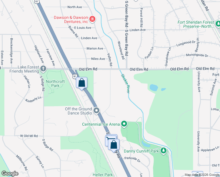 map of restaurants, bars, coffee shops, grocery stores, and more near 3480 Old Mill Road North in Highland Park