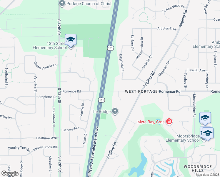 map of restaurants, bars, coffee shops, grocery stores, and more near 4290 Romence Road in Portage