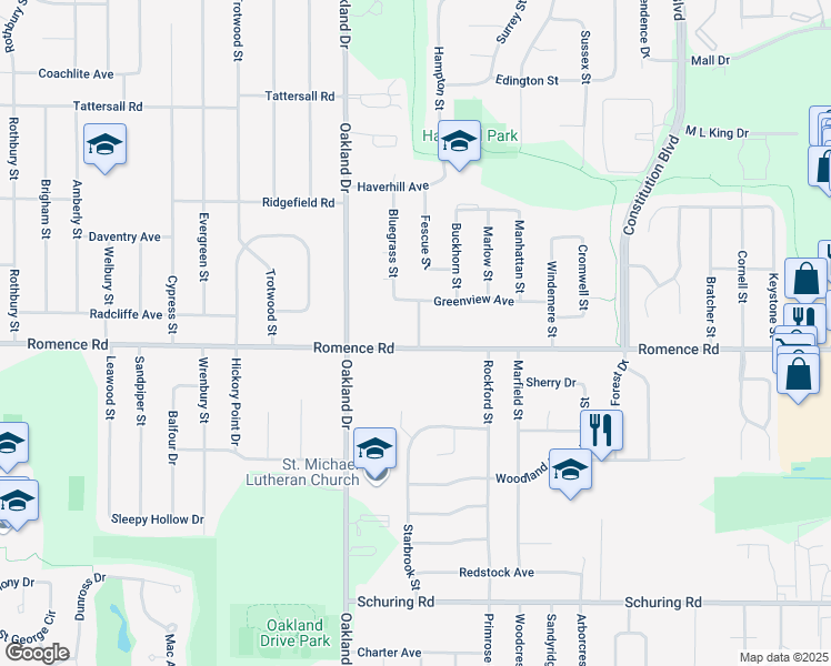 map of restaurants, bars, coffee shops, grocery stores, and more near 6948 Kiltz Street in Portage