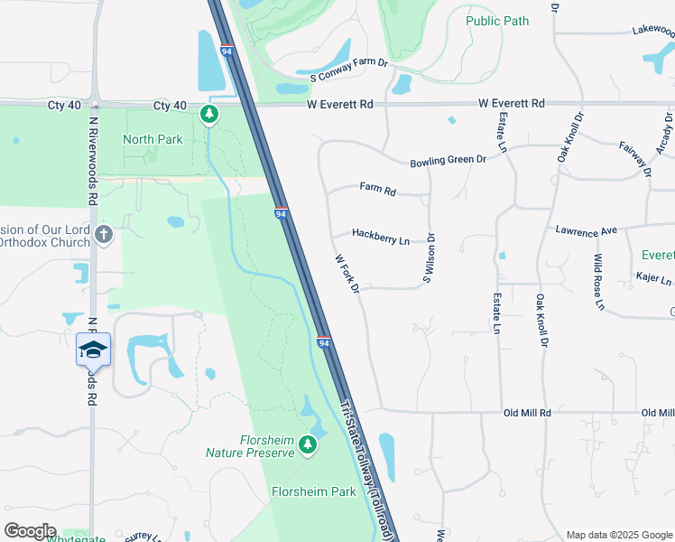 map of restaurants, bars, coffee shops, grocery stores, and more near 1314 West Fork Drive in Lake Forest